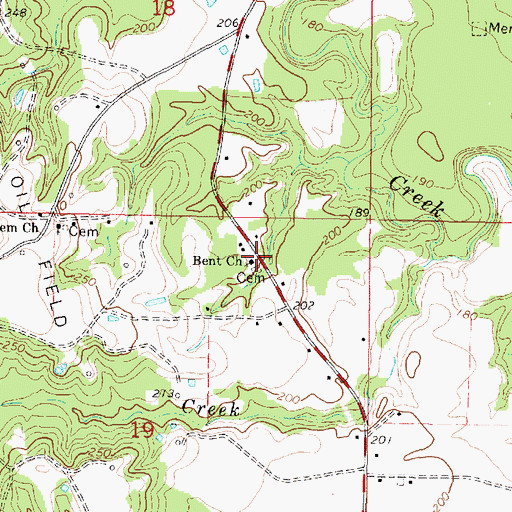Topographic Map of Bent Church, MS