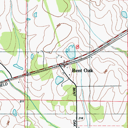Topographic Map of Bent Oak, MS