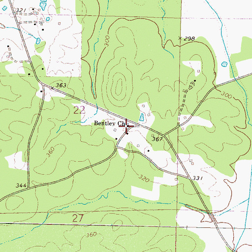 Topographic Map of Bentley Church, MS
