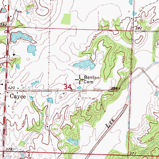 Topographic Map of Benton Cemetery, MS
