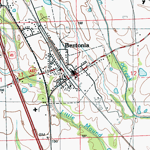 Topographic Map of Bentonia, MS