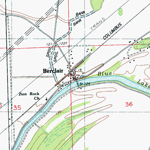 Topographic Map of Berclair, MS