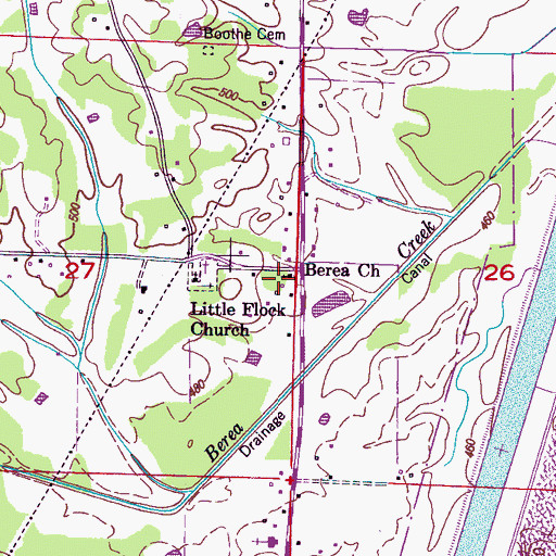 Topographic Map of Berea Church, MS