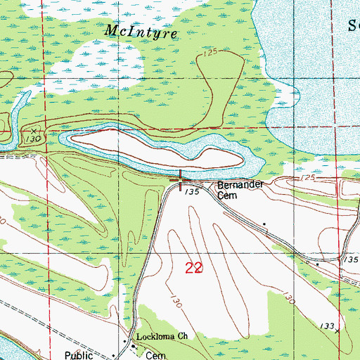 Topographic Map of Bernander Cemetery, MS