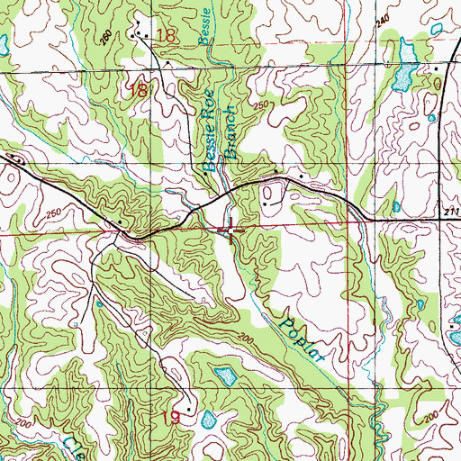 Topographic Map of Bessie Roe Branch, MS