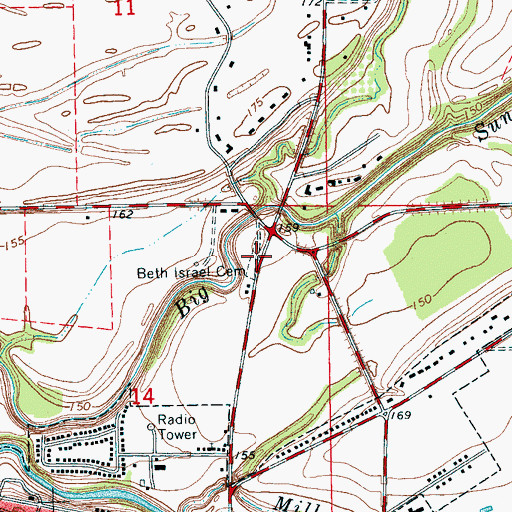 Topographic Map of Beth Israel Cemetery, MS