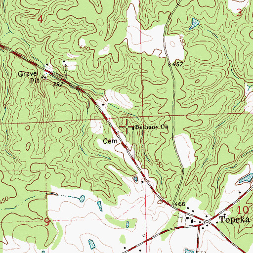 Topographic Map of Bethany Church, MS