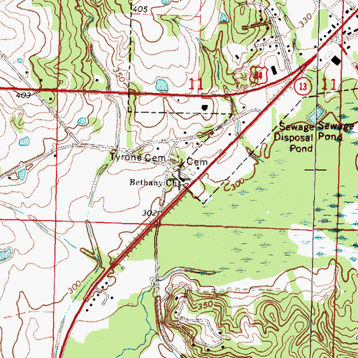 Topographic Map of Bethany Baptist Church, MS