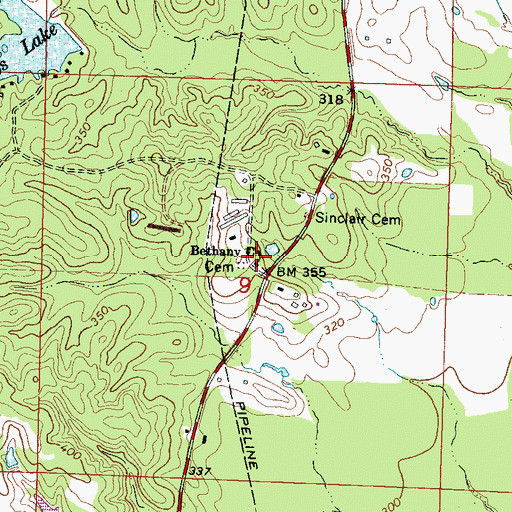 Topographic Map of Bethany Church, MS