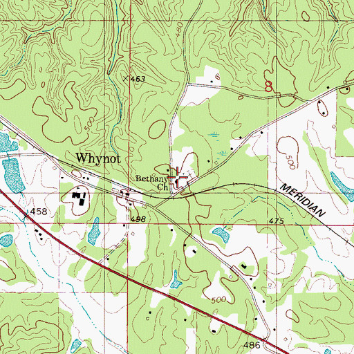 Topographic Map of Bethany Baptist Church, MS