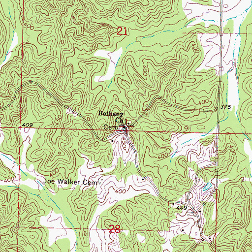 Topographic Map of Bethany Church, MS