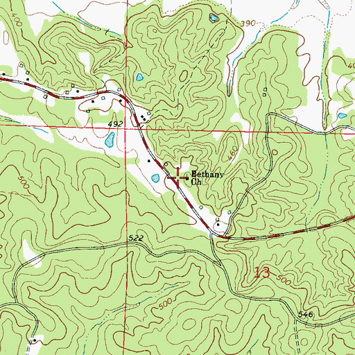 Topographic Map of Bethany Church, MS