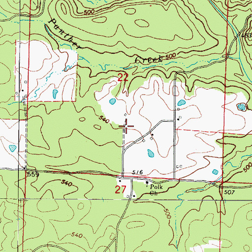 Topographic Map of Township of Muddy Fork, AR