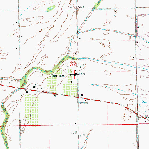 Topographic Map of Bethany Church, MS