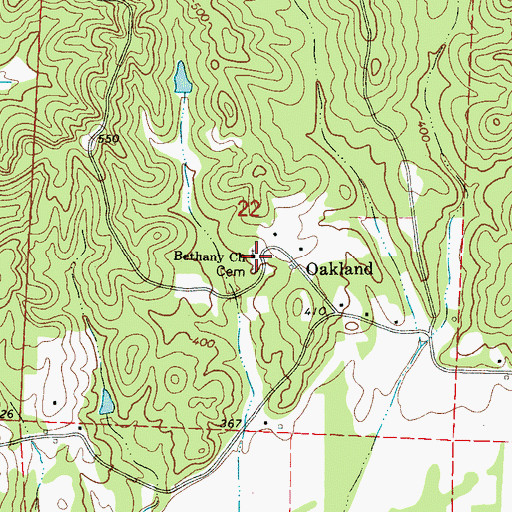 Topographic Map of Bethany Church, MS