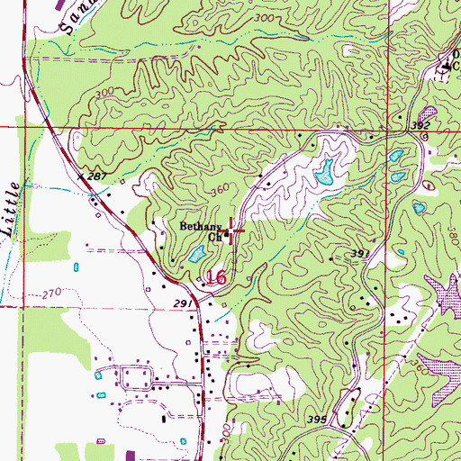 Topographic Map of Bethany Church, MS