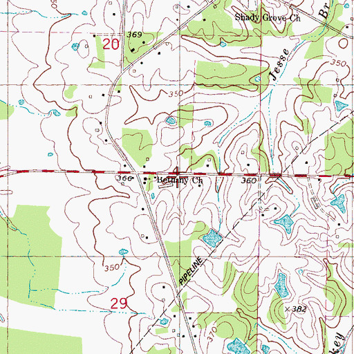 Topographic Map of Bethany Church, MS