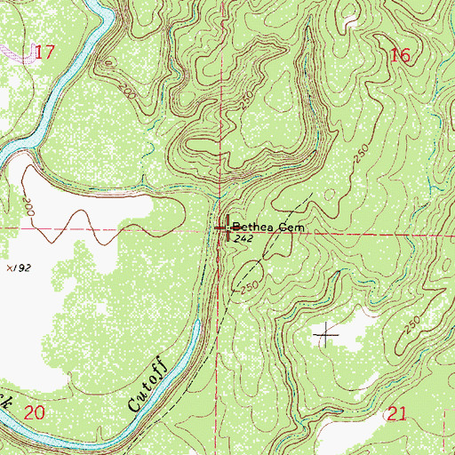 Topographic Map of Bethea Cemetery, MS