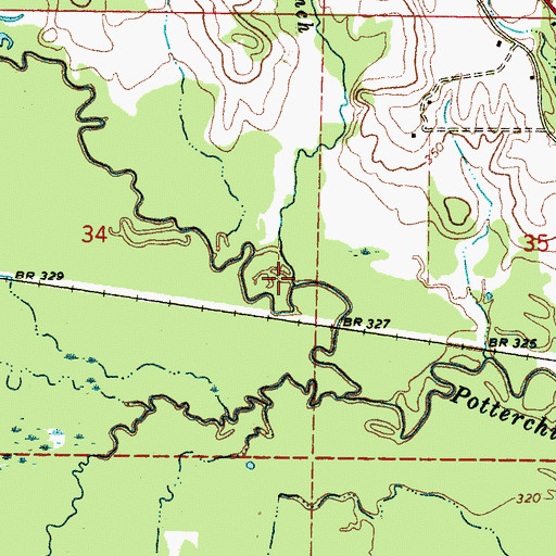 Topographic Map of Bethel Branch, MS