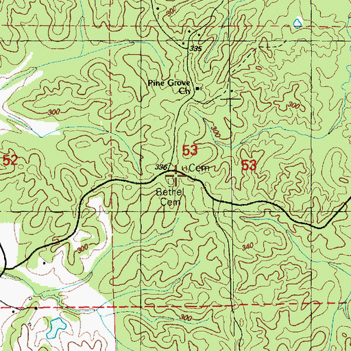 Topographic Map of Bethel Cemetery, MS