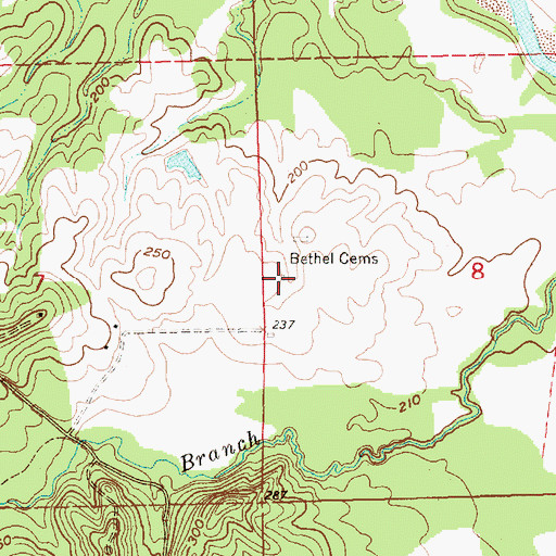 Topographic Map of Bethel Cemetery, MS