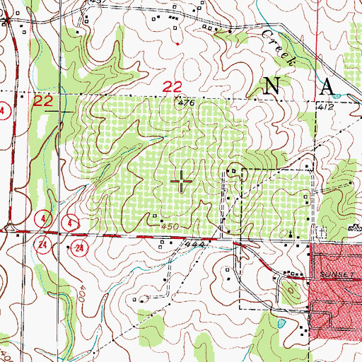 Topographic Map of Township of Nashville, AR
