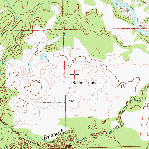Topographic Map of Bethel Cemetery, MS