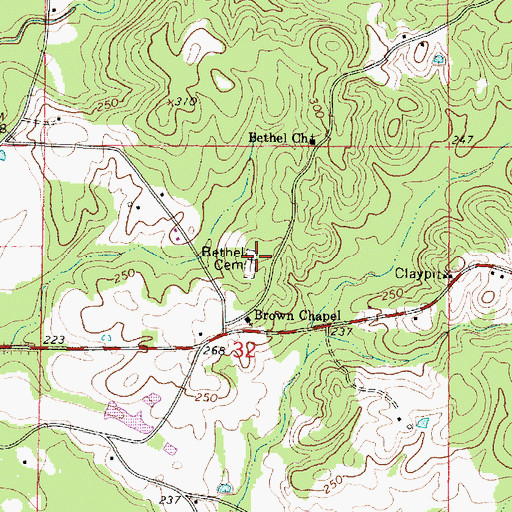Topographic Map of Bethel Cemetery, MS