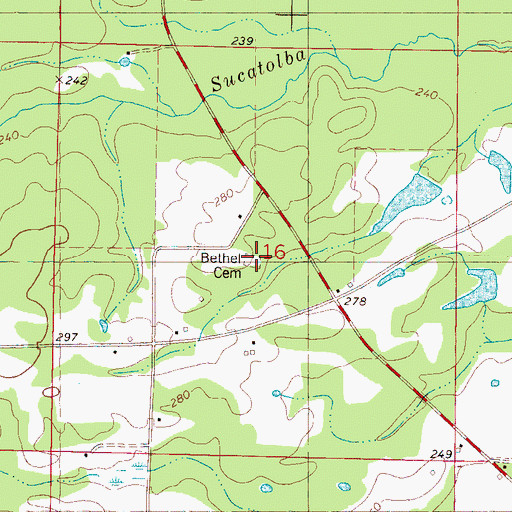 Topographic Map of Bethel Cemetery, MS