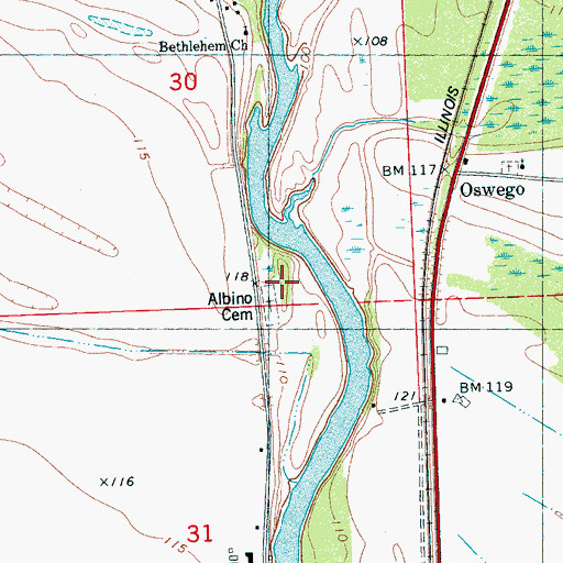 Topographic Map of Albino Cemetery, MS