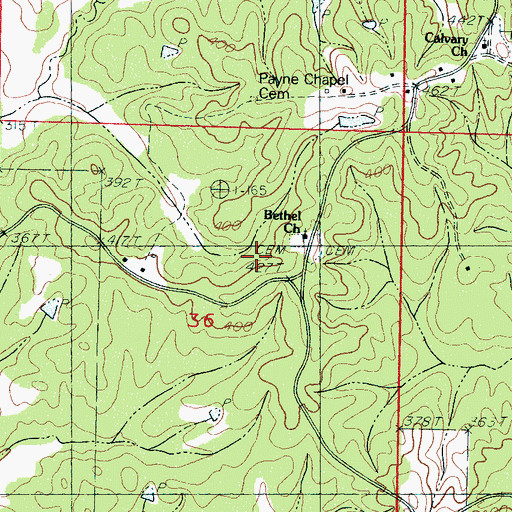 Topographic Map of Bethel Cemetery, MS