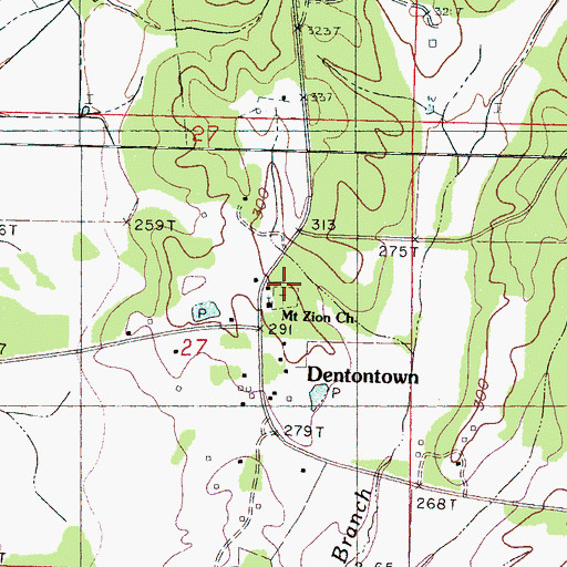 Topographic Map of Bethel Cemetery, MS