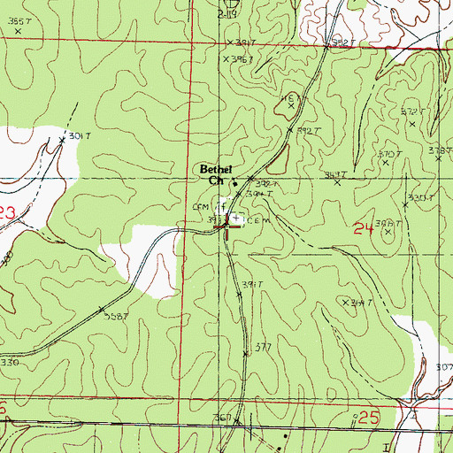 Topographic Map of Bethel Cemetery, MS