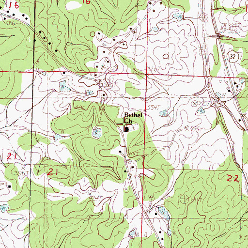 Topographic Map of Bethel Cemetery, MS