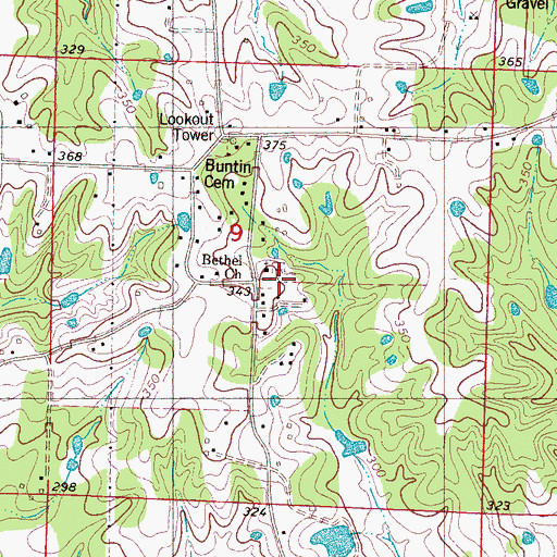 Topographic Map of Bethel Cemetery, MS