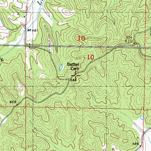 Topographic Map of Bethel Cemetery, MS