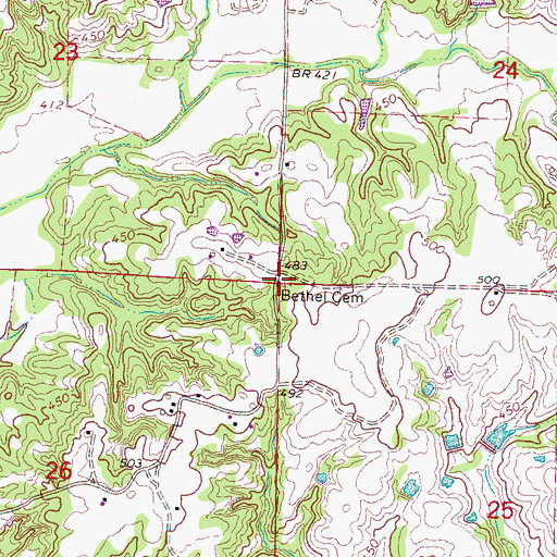 Topographic Map of Bethel Cemetery, MS