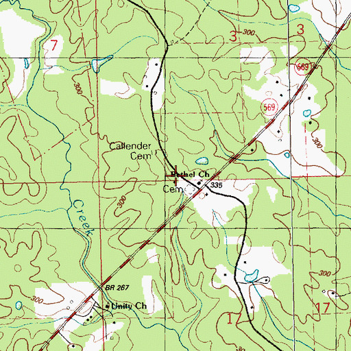 Topographic Map of Bethel Baptist Church, MS