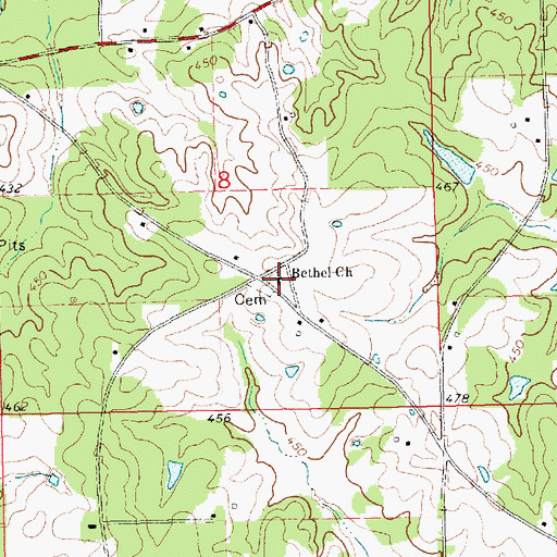 Topographic Map of Bethel Church, MS