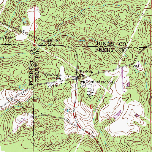 Topographic Map of Bethel Church, MS