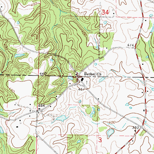 Topographic Map of Bethel Baptist Church, MS