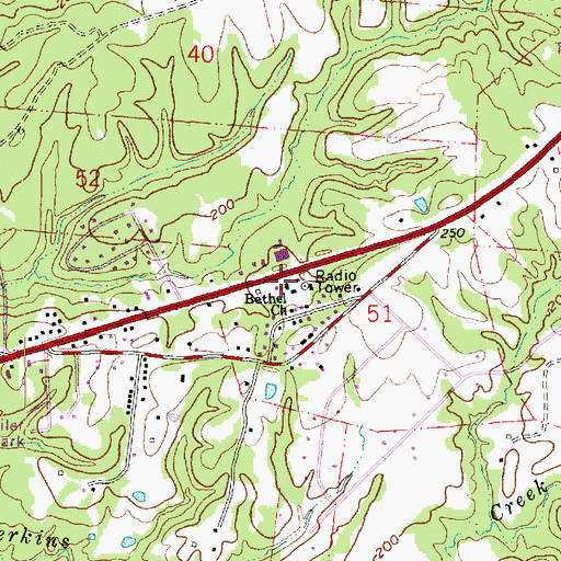 Topographic Map of Bethel Church, MS