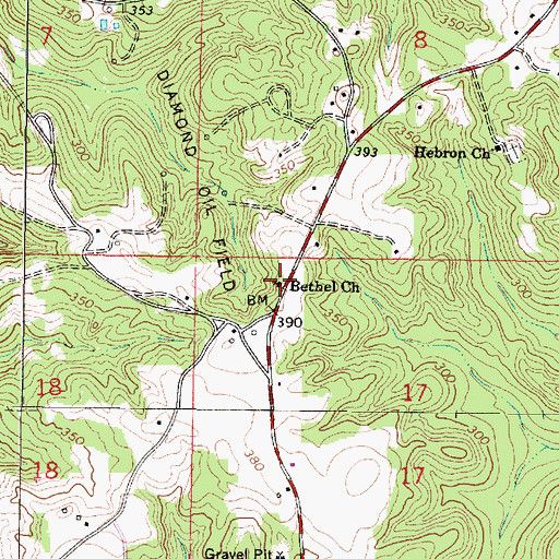 Topographic Map of Bethel Church, MS