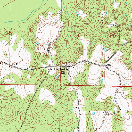 Topographic Map of Bethel Church, MS