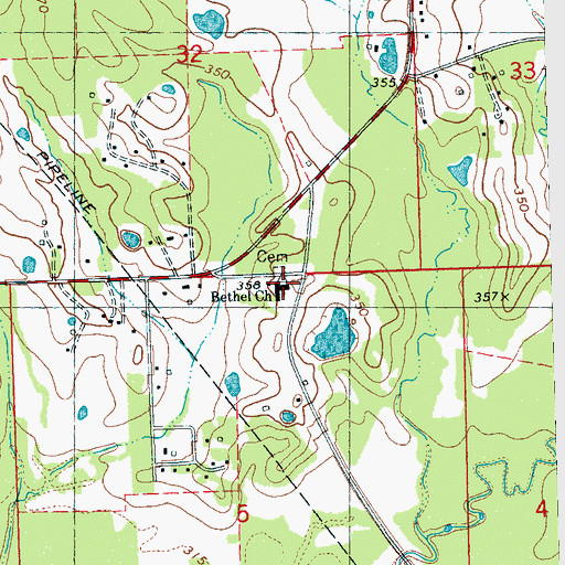 Topographic Map of Bethel Church, MS