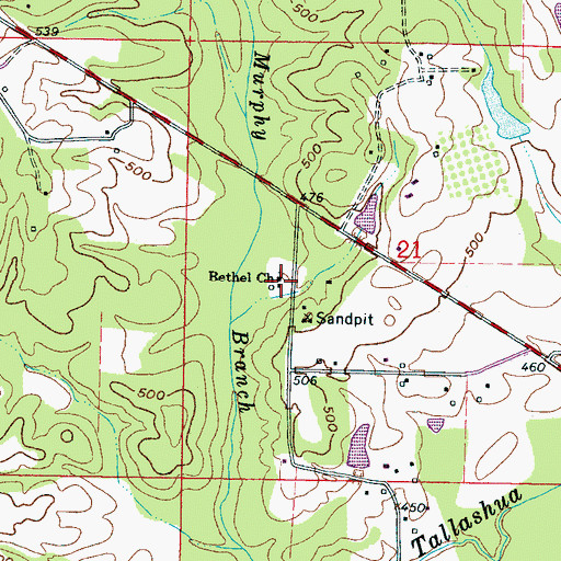 Topographic Map of Bethel Church, MS