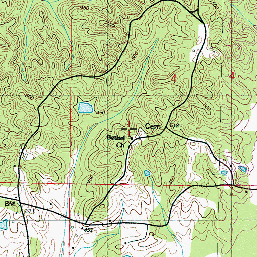 Topographic Map of Bethel Church, MS