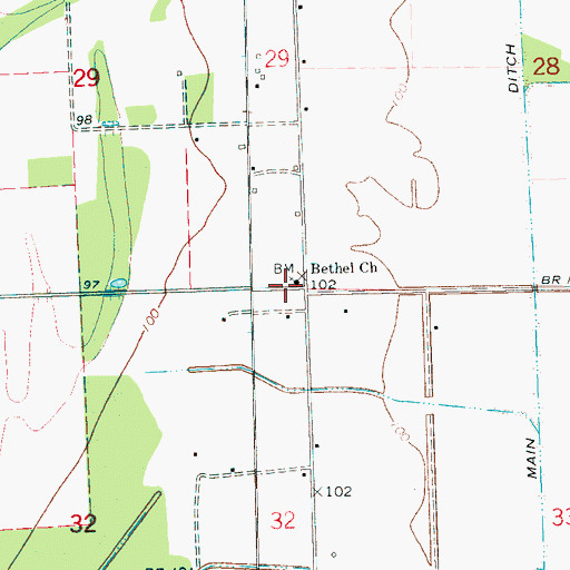 Topographic Map of Bethel Church, MS