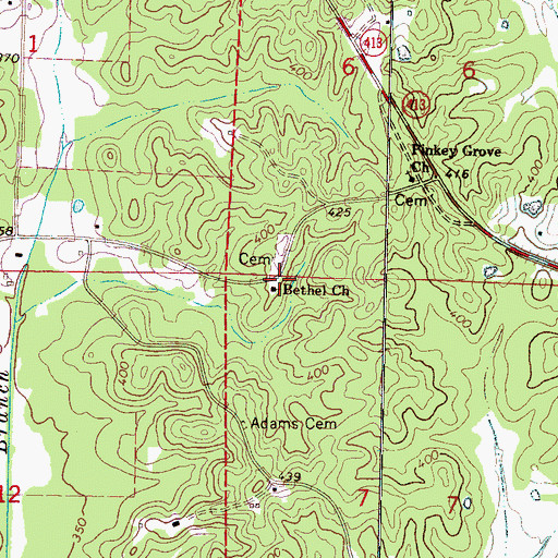 Topographic Map of Bethel Church, MS