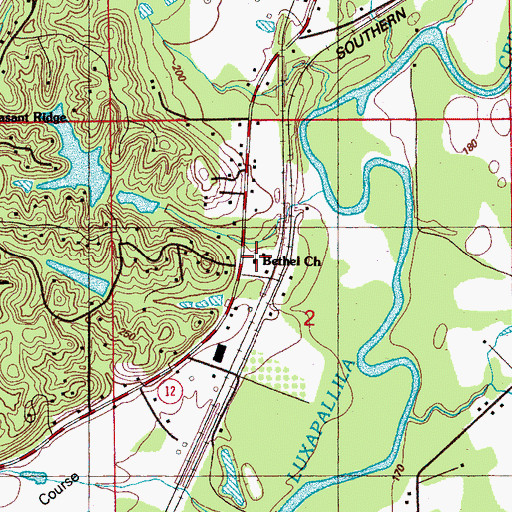 Topographic Map of Bethel Church, MS